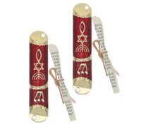 TIDTALEO Set 2 Mezuzah in Metallo con Pergamena Kosher per Porta Decorazione Ebraica Religiosa per Benedizione Casa Design Artistico Dorato per Interni ed Esterni Idea Regalo per