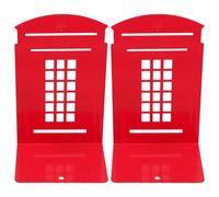 TIDTALEO Set 2 Pezzi Ferma Libro Vintage in Ferro a Forma di Cabina Telefonica Rossa, Supporto per Libri Robusto e Decorativo per Casa e Ufficio