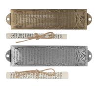 TIDTALEO Set 2 Pezzi Mezuzah Giudaica in Metallo Benedizione Incisa, Decorazione Religiosa per Casa e Ufficio, Design Vintage retrò, Simbolo di Protezione e Preghiera per Porta D’Ingresso
