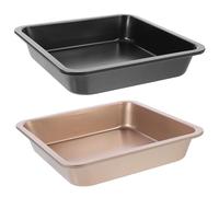 TIDTALEO Set 2 Teglie Quadrate per Torte in Acciaio al Carbonio Nero, Resistenti alle Macchie e Facili da Pulire, per Cottura in Cucina e Forno