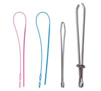 TIDTALEO Set Infila-Corde da Cucito Multifunzionale 2 Pezzi in Metallo e 2 in Plastica Rossa e Blu, Strumento Portatile per Guida al Filo e Infila-Coulisse, per Lavori Artigianali e Uso