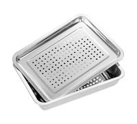 TIDTALEO Vassoio Rettangolare in Acciaio 410 Scolapiatti Multifunzionale 36x27x2 Cm Resistente e Riciclabile per Alimenti Accessori da Cucina