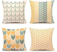 TIDWIACE Set di 4 federe in cotone per la casa 40 x 40 cm - giallo e verde Throw cuscino decorazione cuscino caso di copertura decorativa per soggiorno divani