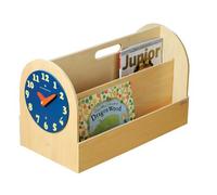 Tidy Books - Contenitore per Libri Bambini in Legno di Colore Naturale. Libreria Portatile, Design Elegante e Originale. Libreria Frontale per Incoraggiare i Bambini a Leggere. Orologio Giocattolo per Imparare a Dire l’Ora. Ideale per la Cameretta.