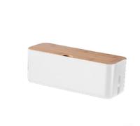Tidy Up Your Space - Scatola portaoggetti in filo di legno per caricabatterie e prese multiple, colore: bianco