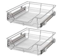 Tidyard 2 pz Cestelli Estraibili,Scorrevoli,per Mobili da Cucina,a Rete,in Acciaio,Argento 50 cm