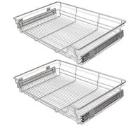 Tidyard 2 pz Cestelli Estraibili,Scorrevoli,per Mobili da Cucina,a Rete,in Acciaio,Argento 80 cm