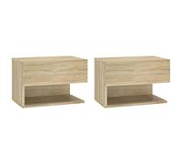 Tidyard 2 pz,Comodini,Pensili,Sospesi,da Parete,Moderni,in Truciolato,Rovere Sonoma,con Cassetto,46x29,5x30 cm,Comodino Sospeso,Comodino con Cassetto,Mensola Comodino,Comodini Sospesi Camera da Letto