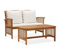 Tidyard 2 pz Set Divani da Giardino con Cuscini in Legno Massello di Acacia,Set Divano Esterno,Salotto da Giardino