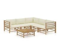 Tidyard 6/7/8 pz Set Divani Modulari Angolari da Giardino per Esterno in bambù con Tavolino e Cuscini,Salotto da Giardino in bambù,Salotto da Esterno in bambù,Divano Angolare Modulare da Giardino