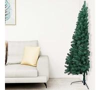 Tidyard Albero di Natale Artificiale a metà Supporto Verde 240 cm PVC,Mezzo Albero di Natale da Parete,Albero di Natale Artificiale Sottile,con Supporto,metà di Un Albero Normale,Mezzo Tondo