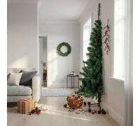 Tidyard Albero di Natale Artificiale Mezzo Tondo Verde 210 cm PVC con Supporto Acciaio per Interni 321033