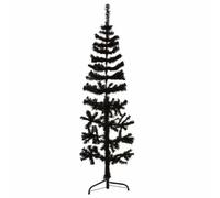 Tidyard Albero di Natale Artificiale Sottile Nero 120 cm in PVC e Acciaio Mezzo Tondo per Risparmiare Spazio 344574