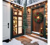 Tidyard Albero di Natale Artificiale Sottile Verde 240 cm in PVC e Acciaio Mezzo Tondo per Risparmiare Spazio 344603