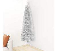 Tidyard Albero Natale Artificiale Sottile a metà Supporto Argento 180 cm,Albero di Natale Artificiale ad Angolo con Supporto,Mezzo Albero di Natale da Parete,metà di Un Albero Normale,Mezzo Tondo