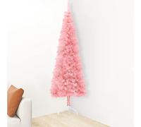 Tidyard Albero Natale Artificiale Sottile a metà Supporto Rosa 150 cm,Albero di Natale Artificiale ad Angolo con Supporto,Mezzo Albero di Natale da Parete,metà di Un Albero Normale,Mezzo Tondo