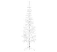 Tidyard Albero Natale Artificiale Sottile Mezzo Tondo Bianco 150 cm con Supporto, Decorazione Natalizia Salvaspazio per Casa 344565