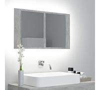Tidyard Armadietto a Specchio con Luci LED,Armadietti a Specchio da Bagno,Armadietto Bagno con Specchio,Specchiera per Bagno,Specchio Bagno,con Ripiani,Specchio da Bagno Grigio Cemento 80x12x45 cm