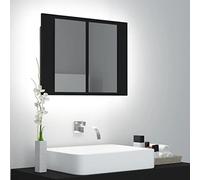 Tidyard Armadietto a Specchio da Bagno Con Luci LED, Ripiani Interni, Nero 60x12x45 cm