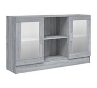Tidyard Armadietto con Vetrina Grigio Sonoma,Armadietto,Credenza Cucina Salvaspazio,Credenze Moderna,Mobile Buffet,Tavolo da Buffet,Armadietto da Cucina,Mobiletto Multiuso 120x30,5x70 cm