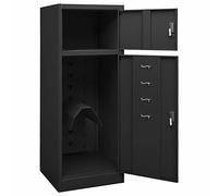 Tidyard Armadietto da sella in acciaio, armadietto in metallo, con 2 porte, con 1 reggisella, 2 ripiani e 4 ganci, colore: antracite, 53 x 53 x 140 cm