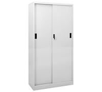 Tidyard Armadio,Archivio,Schedario,per Ufficio in Acciaio,Grigio Chiaro,con 2 Ante Scorrevoli,90x40x180 cm,Armadio Ufficio Metallo,Schedario Metallo,Archivio,Metallico,Ante Sorrevoli,con Ripiani