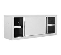 Tidyard Armadio da parete con ante scorrevoli, pensile da cucina, in acciaio inox, 120 x 40 x 50 cm