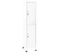 Tidyard Armadio in Acciaio per Ufficio e Spogliatoio, 2 Scomparti con Ante Metallico Bianco 38x45x180 cm, Armadietto Sporco Pulito