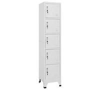 Tidyard Armadio Ingresso per Ufficio e Spogliatoio, 5 Ante in Acciaio Grigio Chiaro, 38x45x180 cm, Armadio Spogliatoio Sporco Pulito, Armadio Archivio Metallo