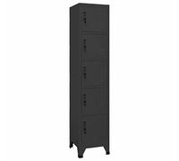 Tidyard Armadio Ingresso per Ufficio e Spogliatoio, 5 Scomparti in Acciaio con Ante Metalliche, Antracite, 38x45x180 cm, Armadio Spogliatoio Sporco Pulito, Armadio Archivio Metallo