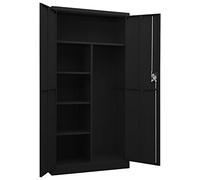 Tidyard Armadio Metallico in Acciaio Nero - Portascope da Interno Esterno con 2 Ante e Serratura - 90x40x180 cm