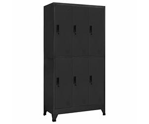 Tidyard Armadio per Uffficio e Spogliatoio, con 6 Scomparti, in Acciaio Antracite, 90x45x180 cm, Armadio Armadietto Spogliatoio Sporco Pulito, Armadietto Metallo
