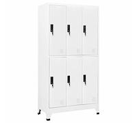 Tidyard Armadio per Uffficio e Spogliatoio, con 6 Scomparti, in Acciaio Bianco, 90x45x180 cm, Armadio Armadietto Spogliatoio Sporco Pulito, Armadietto Metallo