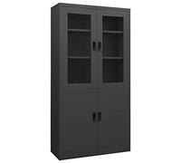 Tidyard Armadio,per Ufficio,in Acciaio,Antracite,con Ripiani e Vetrina,90x40x180 cm,Armadietto Archivio per Ufficio in Metallo,Armadio Schedario in Acciaio Metallo,Armadio Ufficio con Vetrina