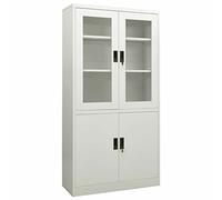 Tidyard Armadio,per Ufficio,in Acciaio Grigio Chiaro,con Ripiani e Vetrina,90x40x180 cm,Armadietto Archivio per Ufficio in Metallo,Armadio Schedario in Acciaio Metallo,Armadio Ufficio con Vetrina