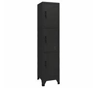 Tidyard Armadio Spogliatoio per Ufficio, 3 Scomparti, in Acciaio con Ante, Metallico Nero, 38x45x180 cm, Armadietto Ingresso, Sporco Pulito, Archivio Metallo