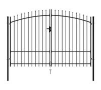 Tidyard Cancello,da Giardino,a Doppia Anta,con Punte a Lancia,in Acciaio,Nero,300x225 cm,Cacello per Recinzione,Cancello in Metallo,Cancello da Esterno,Cancello in Acciaio