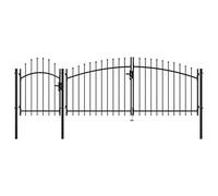 Tidyard Cancello da Giardino per Recinzione in Acciaio Nero,Cancello Singolo+Cancello Doppia Battente,Cancello in Metallo,Cancello in Acciaio,Cancello da Esterno 150/175/200/225 x 400 cm