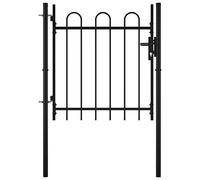 Tidyard Cancello,da Giardino,Singolo,con Archi,in Acciaio,Nero 100x125 cm,Cancello Singolo,Cancello in Acciaio,Cancello Singolo,Cancello per Recinzione,Cancello Esterno