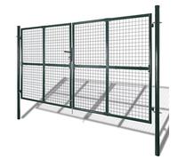 Tidyard Cancello per Giardino, Cancello per Recinzione Doppio in Acciaio Rivestito a Polvere 306 x 200 cm [Verde Scuro]
