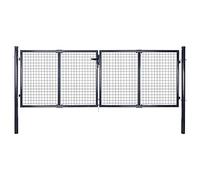 Tidyard Cancello per Giardino Rete in Acciaio Zincato, Cancello per Recinzione, Cancello da Giardino, Porta da Giardino, Cancello da Esterno 289x100 cm Grigio
