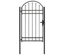 Tidyard Cancello per Recinzione ad Arco in Acciaio, Cancello in Acciaio, Cancello Singolo, Cancello da Giardino, Cancello Esterno, Cancello in Metallo, 100x175 cm Nero