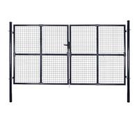 Tidyard Cancello,per Recinzione,da Giardino,in Acciaio Zincato,Grigio Antracite,306x200 cm,Cancello Doppia Anta,Cancello da Giardino,Cancello Metallo,Cancello Acciaio,Cancello per Esterno