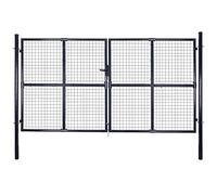 Tidyard Cancello,per Recinzione,da Giardino,in Acciaio Zincato,Grigio Antracite,306x225 cm,Cancello Doppia Anta,Cancello da Giardino,Cancello Metallo,Cancello Acciaio,Cancello per Esterno