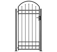 Tidyard Cancello,Singolo,ad Arco,con 2 Pali,in Acciaio Nero 105x204 cm,Cancello per Recinzione da Giaridno in Acciaio,Cancello da Giardino,Cancello Metallo,Cancello Acciaio,Cancello per Esterno