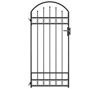 Tidyard Cancello SIngolo ad Arco per Recinzione da Giardino in Acciaio Nero,Cancello Singolo,Cancello da Giardino,Cancello Metallo,Cancello Acciaio,Cancello per Esterno 100x200 cm