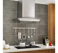 Tidyard Cappa Aspirante,a Muro,in Acciaio Inox,e Vetro Temperato,Argento,60 cm,Capa Aspirente 60 cm,Cappa da Cucina 60 cm,Cappa in Vetro e Inox