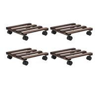 Tidyard Carrello Porta Vasi per Piante e Fiori Pedane su Ruote Piante Pedane con Ruote Legno 25x25 cm 4 pz