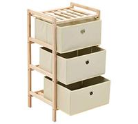 Tidyard Cassettiera Armadietto in Tessuto con 3 Cesti, Beige, 32 x 26 x 60 cm