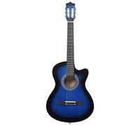 Tidyard Chitarra Acustica Western con 6 Corde 38" in Legno di Taglio Legno Chiaro/Nero/Blu
